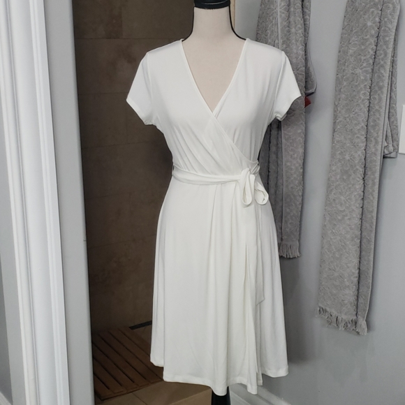 white jersey knit dress